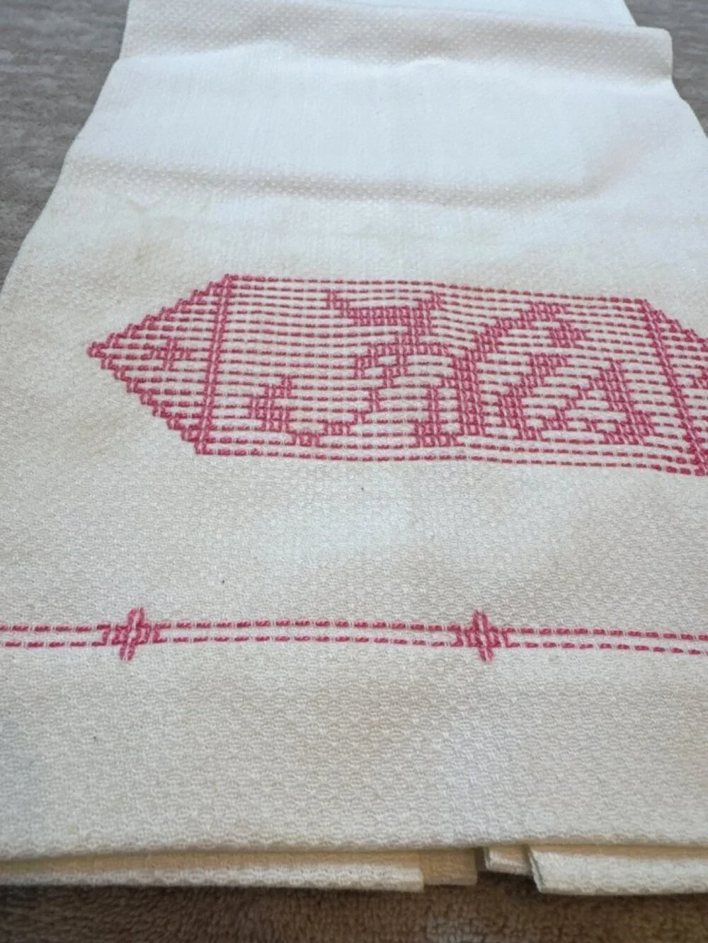 Vintage Pink Embroidered His & Hers Hand Towels